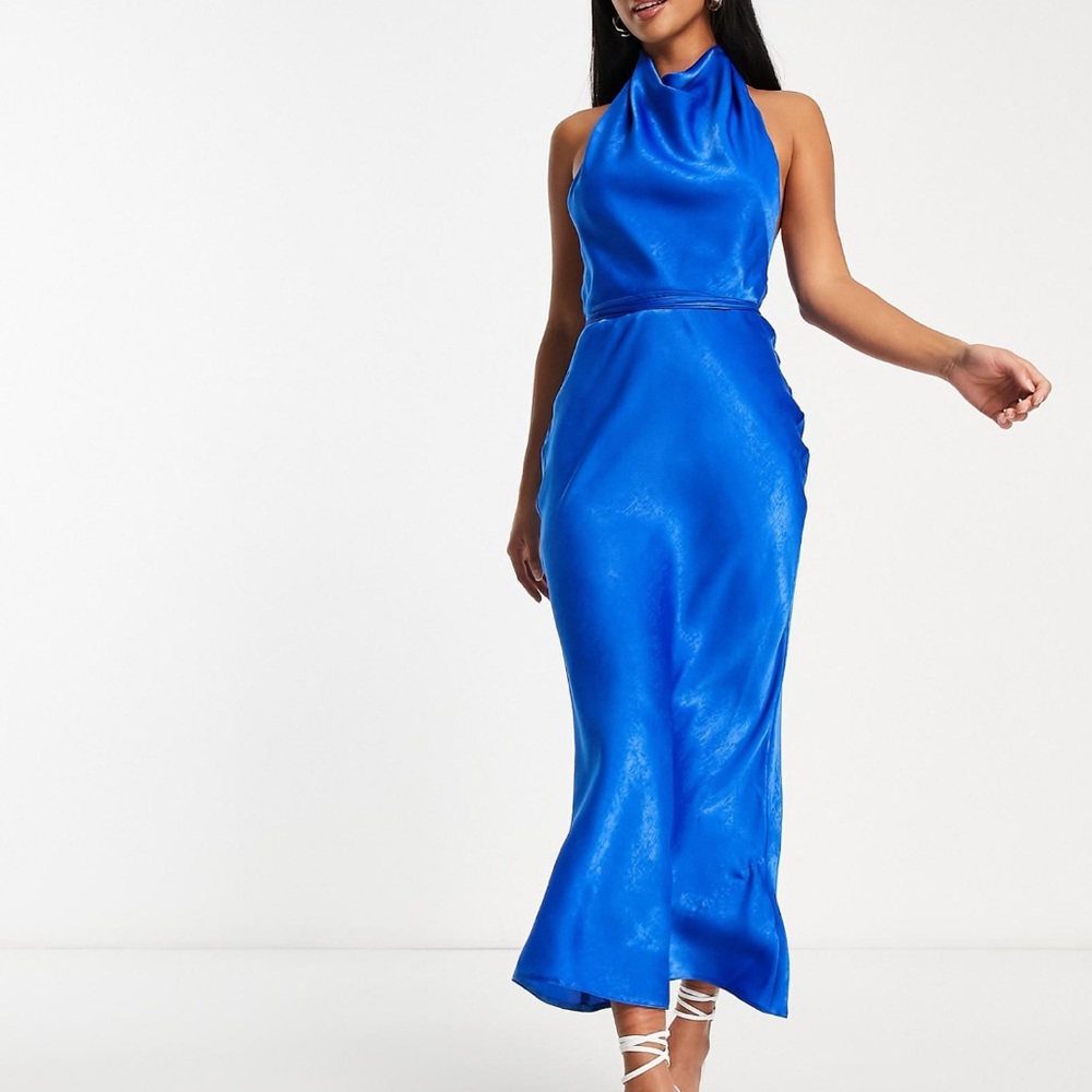 ASOS Petite Blue Satin Dress